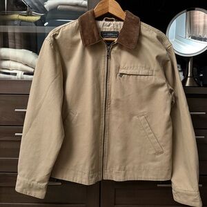 Levi's Women's Tan Utility Jacket with Brown Corduroy Collar, Cotton, Size S